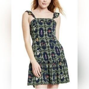 Agua Bendita Target Midi Dress in Green with Floral Print Size Xl
